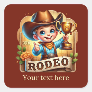 Adesivo Quadrado Legal Rodeo Cowboy adiciona texto