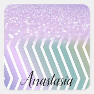 Adesivo Quadrado Legal Trendy Purple Glitter
