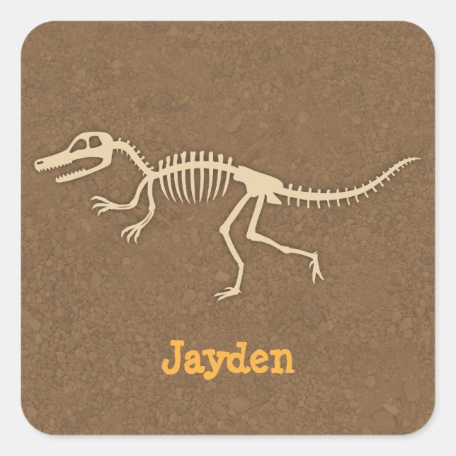 Adesivo Quadrado Legal Velociraptor Dinossaur Bones Personalizados (Frente)