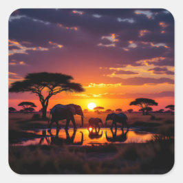 Adesivo Quadrado Leggings Africanas Pôr-do-Sol Majestade