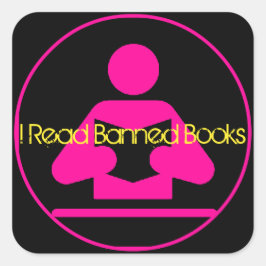 Adesivo Quadrado Leio Livros Banidos: Ícone De Leitura Rosa