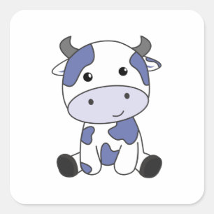 Adesivo Quadrado Leite de Vaca Kawaii - Blueberry japonesa