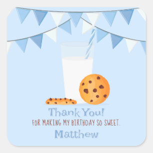 Adesivo Quadrado Leite e cookies