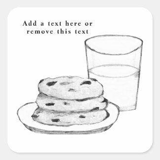 Adesivo Quadrado Leite e Cookies Sketch