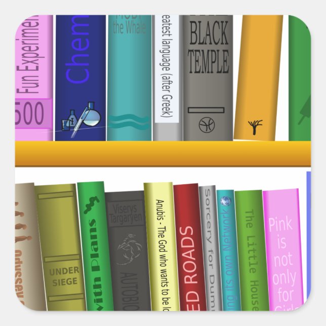 Adesivo Quadrado leitura da biblioteca de livros de prateleiras (Frente)