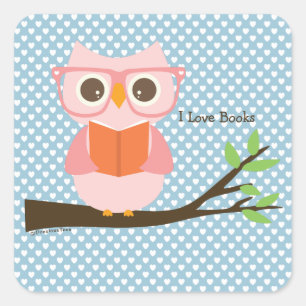 Adesivo Quadrado Leitura de Coruja