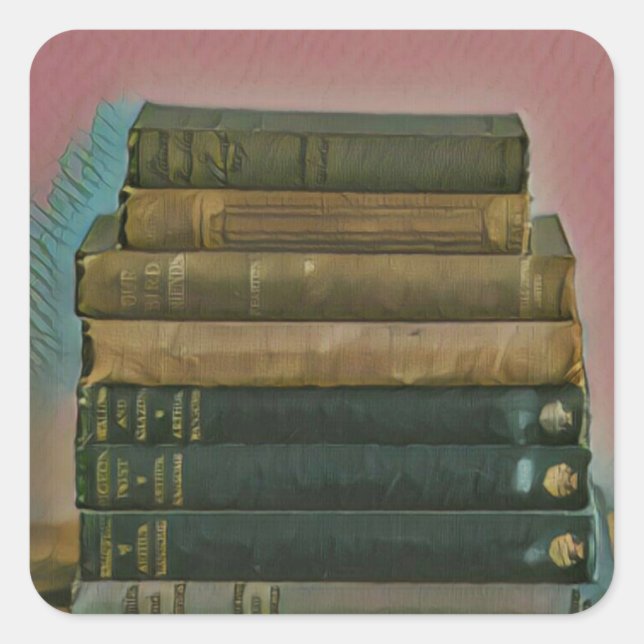 Adesivo Quadrado Leitura de presente de trabalho de arte (Frente)