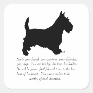 Adesivo Quadrado Lembrança de Terrier do Scottish - cão MASCULINO