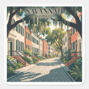 Adesivo Quadrado Lembrança de Viagem Savannah Geórgia
