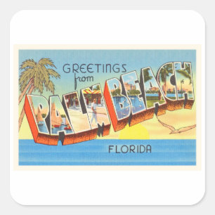 Adesivo Quadrado Lembrança velha das viagens vintage de Florida FL
