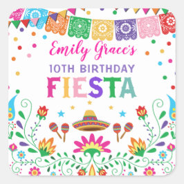 Adesivo Quadrado Lembrancinhas de Aniversário da Festa Mexicana do 