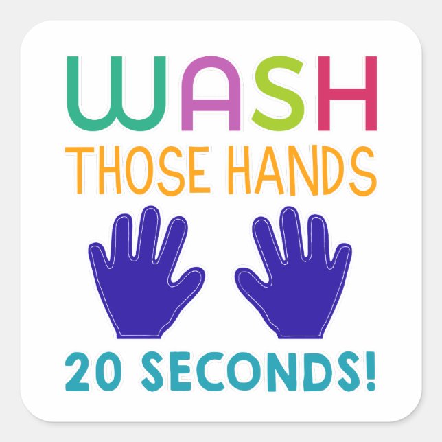 Adesivo Quadrado Lembre seus filhos para lavar suas mãos (Frente)