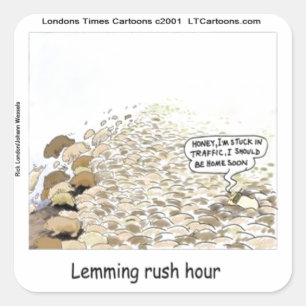 Adesivo Quadrado Lemmings Rush Hour Engraçado
