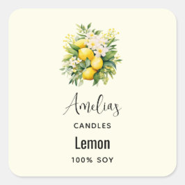 Adesivo Quadrado Lemon Bouquet with White Blossom - Candle Business