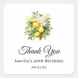 Adesivo Quadrado Lemon Bouquet with White Blossoms Thank You