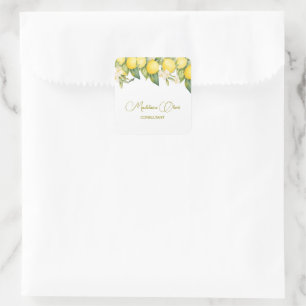 Adesivo Quadrado Lemon Floral Citrus Modern Personal Business