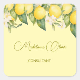 Adesivo Quadrado Lemon Floral Citrus Moderno Yellow Business