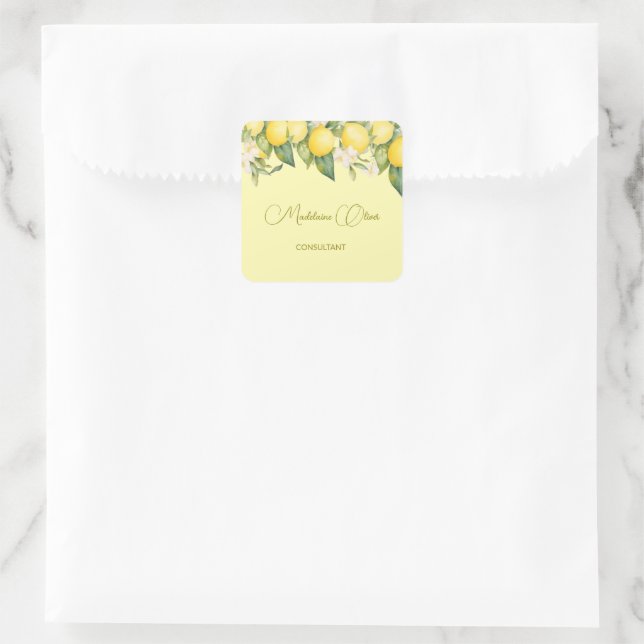Adesivo Quadrado Lemon Floral Citrus Moderno Yellow Business (Bolsa)