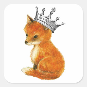 Adesivo Quadrado Lenço da coroa do vintage do Fox do bebê