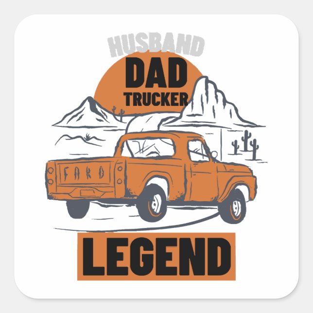 Adesivo Quadrado Lenda do Pai Marido - Engraçado (Frente)