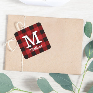 Adesivo Quadrado Lenhador vermelho da xadrez do búfalo da casa de