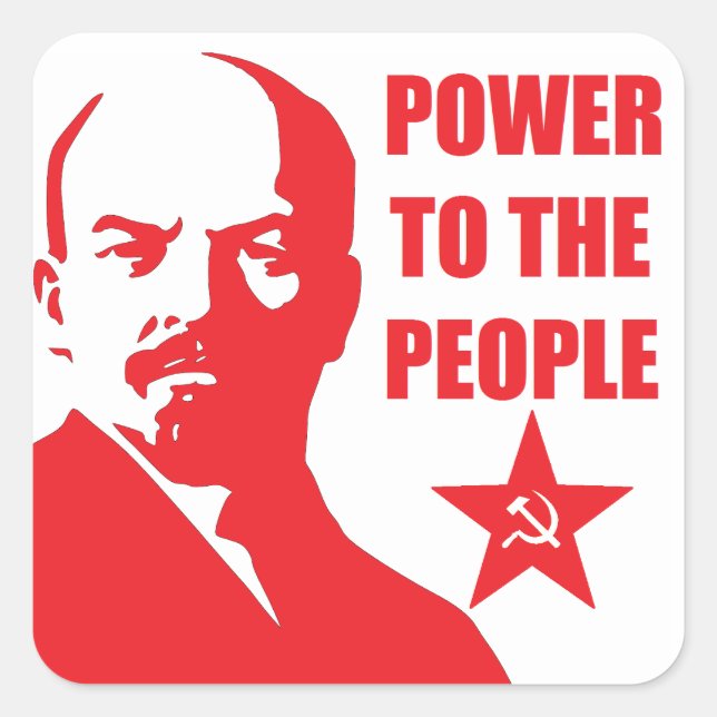 Adesivo Quadrado Lenin "Power to the Pessoas" Stickers (Frente)