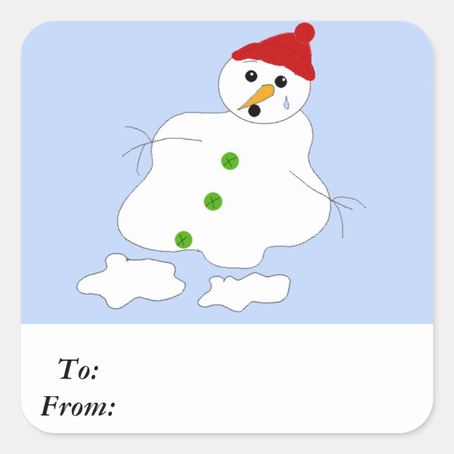 Adesivo Quadrado Lentamente Derretendo Snowman (Frente)