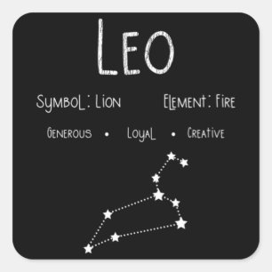 Adesivo Quadrado Leo Horoscope Astrology - Sinal de Estrela de Aniv