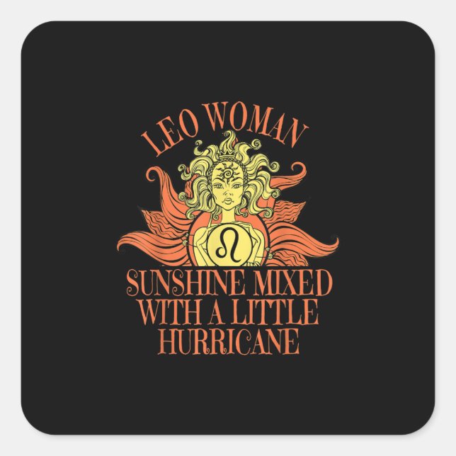 Adesivo Quadrado Leo Woman Zodiac Sinal Julho Aniversário (Frente)