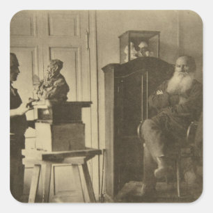 Adesivo Quadrado Léon Tolstói e o príncipe Paolo do escultor