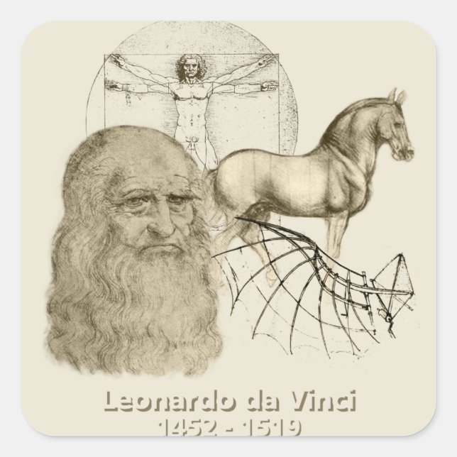 Adesivo Quadrado Leonardo da Vinci (Frente)
