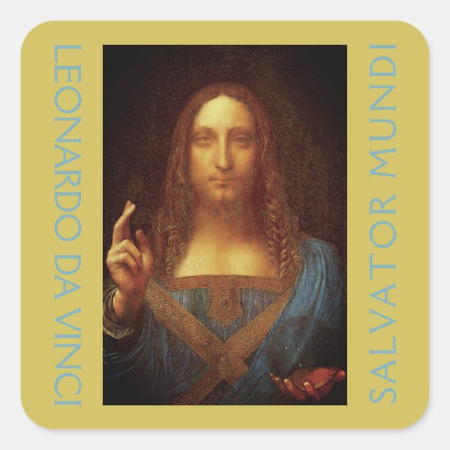 Adesivo Quadrado Leonardo da Vinci 1500, Salvator Mundi Art (Frente)