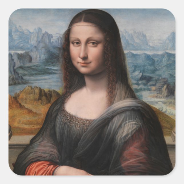 Adesivo Quadrado Leonardo da Vinci | Mona Lisa (Frente)