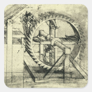 Adesivo Quadrado Leonardo da Vinci's Treadmill em arco-íris