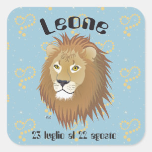 Adesivo Quadrado Leone 23 al 22 Etichetta luglio agosto