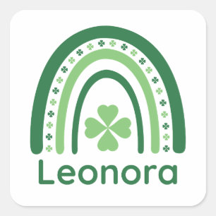 Adesivo Quadrado Leonora Nome Clover Boho Rainbow