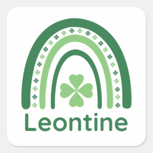 Adesivo Quadrado Leontine Nome Clover Boho Arco-íris