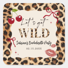Adesivo Quadrado Leopard Cheetah Bachelorette Party Sticker
