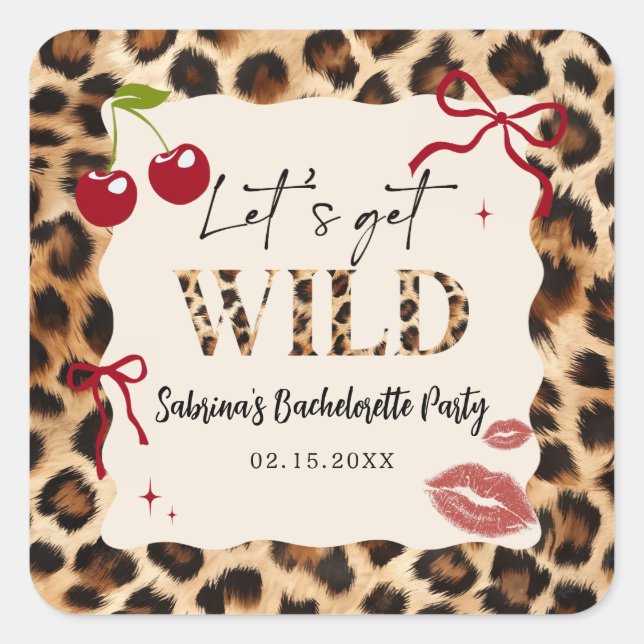 Adesivo Quadrado Leopard Cheetah Bachelorette Party Sticker (Frente)