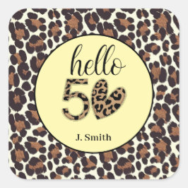 Adesivo Quadrado Leopard Print 50th Birthday