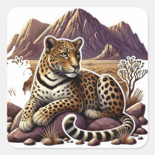 Adesivo Quadrado Leopardo Árabe Negro e Dourado Elegante