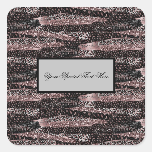 Adesivo Quadrado Leopardo de luxo, Abstrato brilhante para I.d. (Frente)