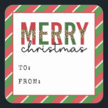 Adesivo Quadrado Leopardo do Natal Moderno Imprime Greve Verde Verm<br><div class="desc">Moderno Feliz Natal Leopardo Imprime Design de Padrões Verdes Vermelhos!</div>