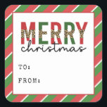 Adesivo Quadrado Leopardo do Natal Moderno Imprime Greve Verde Verm<br><div class="desc">Moderno Feliz Natal Leopardo Imprime Design de Padrões Verdes Vermelhos!</div>