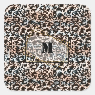 Adesivo Quadrado leopardo, elegante, manchado, marrom,