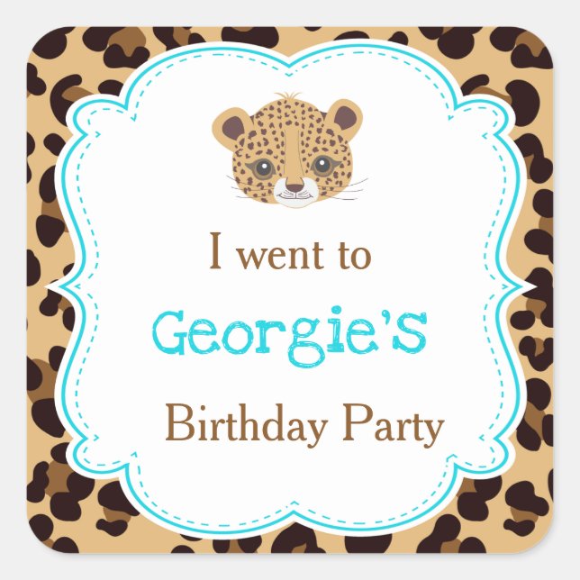 Adesivo Quadrado Leopardo Imprime Blue Quatrefoil 'Eu fui para' (Frente)