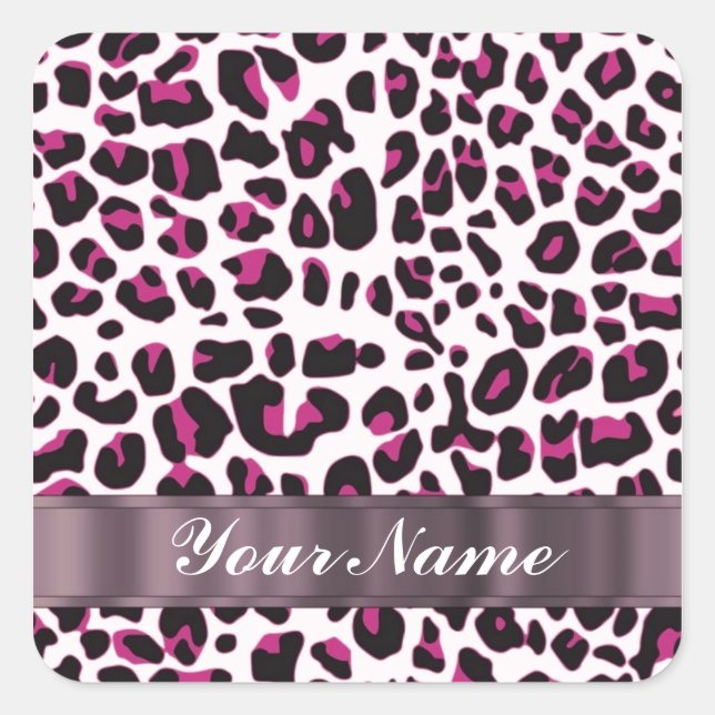 Adesivo Quadrado Leopardo rosa (Frente)
