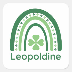 Adesivo Quadrado Leopoldine Nome Clover Boho Rainbow