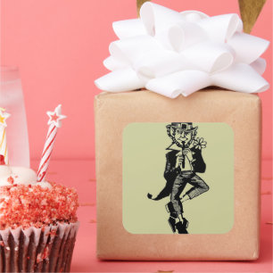 Adesivo Quadrado Leprechaun com Flute