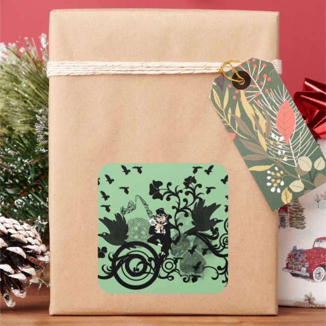 Adesivo Quadrado Leprechaun em preto (Feriado)